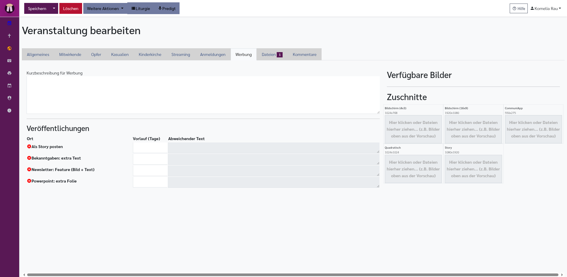 Gottesdiensteditor: Werbung